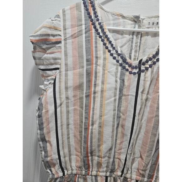 Anthropologie THML V-Neck Boho Romper Striped Size L - Picture 3 of 7